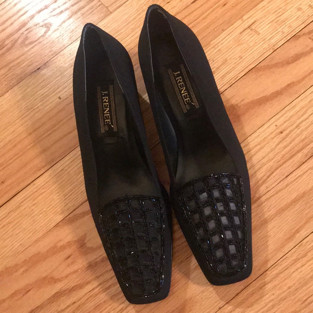 Black Fabric Square Toe with Beadind